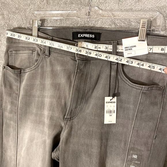 Express Jeans Gray Ankle Leggings High Rise Skinny Stretch - Picture 7 of 8